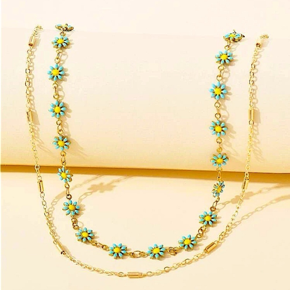 Daisy Gold Plated Multilayer Necklace